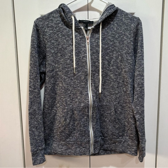 FOREVER 21 Women’s Zip Up Hooded Hoodie Sweatshirt Jacket - gray/blue, size S - Picture 1 of 3